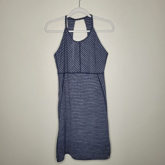 Title nine blue gray striped athletic stretch mini dress size medium - Picture 1 of 7